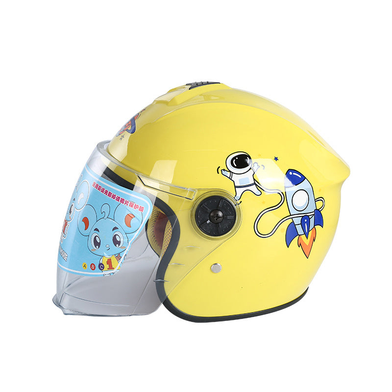 Children's Electric Vehicle Helmet with Painted Finish Thickened All-Season Safety Helmet for Girls | Cartoon Design for Boys