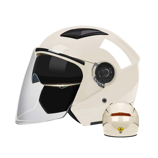 3C-Certified Electric Vehicle Helmet Dual-Visor Motorcycle Half-Face Helmet, All-Season Safety Helmet | Winter Warm