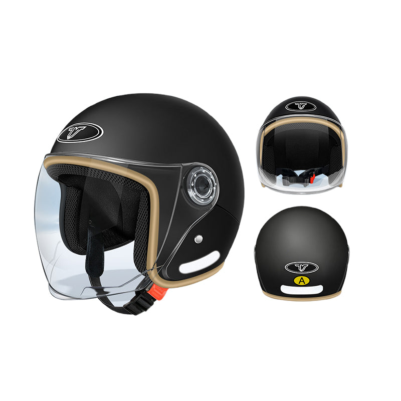 3C-Certified Electric Motorcycle Helmet for Men and Women Half-Face Helmet for Summer & All Seasons Battery Vehicle Safety Helmet, Warm for Autumn and Winter