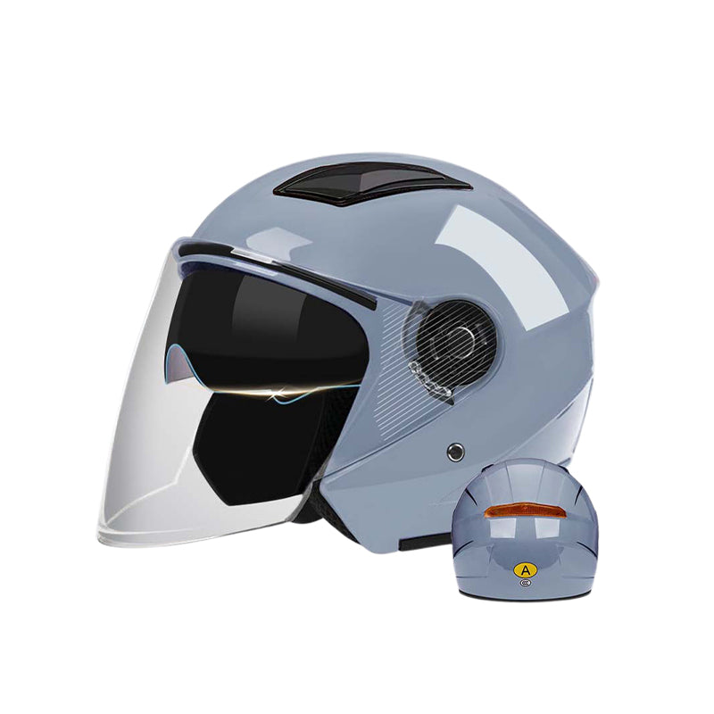 3C-Certified Electric Vehicle Helmet Dual-Visor Motorcycle Half-Face Helmet, All-Season Safety Helmet | Winter Warm