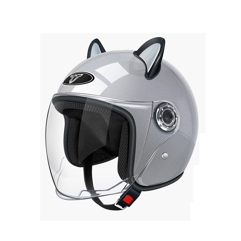 3C-Certified Electric Motorcycle Helmet for Men and Women Half-Face Helmet for Summer & All Seasons Battery Vehicle Safety Helmet, Warm for Autumn and Winter