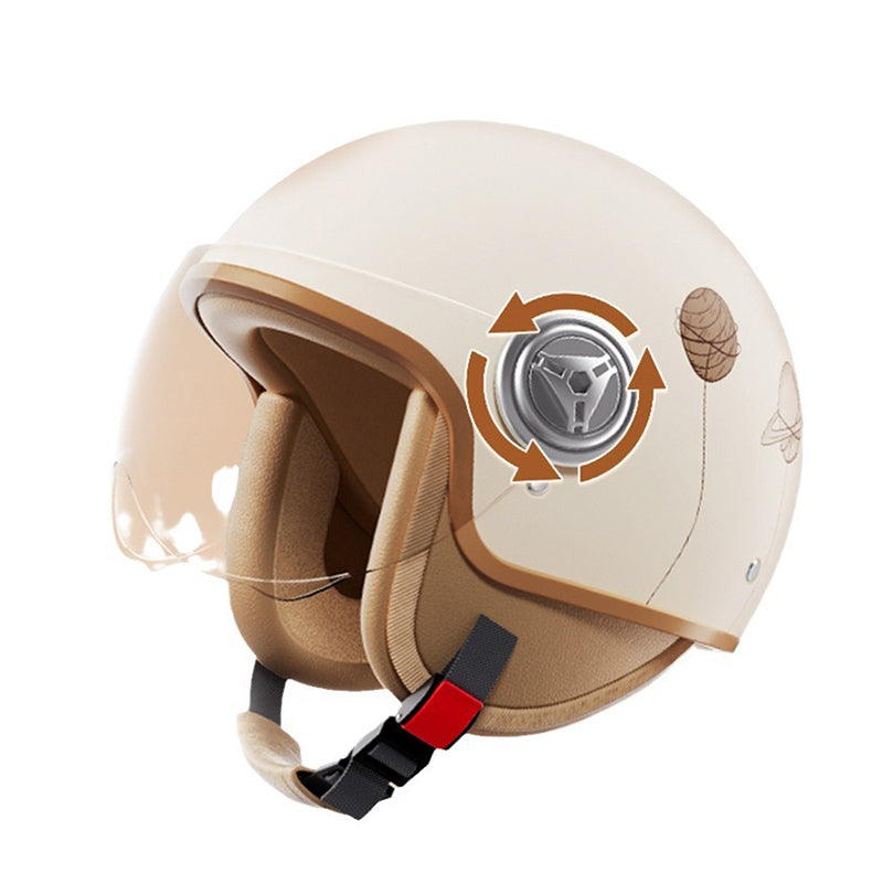 3C-Certified Winter Warm Electric Vehicle Helmet for Women Battery Motorcycle Full-Face Helmet with HD Visor, Unisex for All Seasons