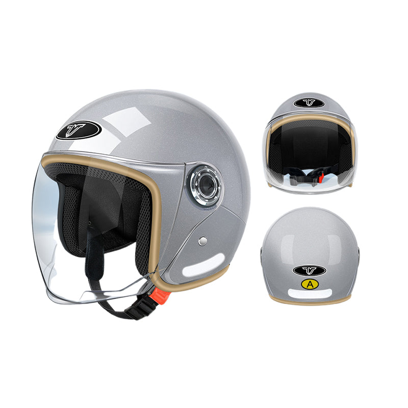 3C-Certified Electric Motorcycle Helmet for Men and Women Half-Face Helmet for Summer & All Seasons Battery Vehicle Safety Helmet, Warm for Autumn and Winter