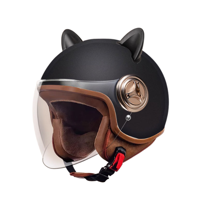 3C-Certified Electric Vehicle Helmet, Unisex for All Seasons, Battery Motorcycle Helmet, Retro Safety Helmet, Winter Warm Half-Face Helmet