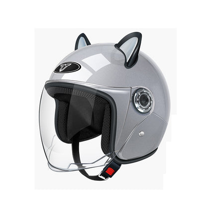 3C-Certified Electric Motorcycle Helmet for Men and Women Half-Face Helmet for Summer & All Seasons Battery Vehicle Safety Helmet, Warm for Autumn and Winter