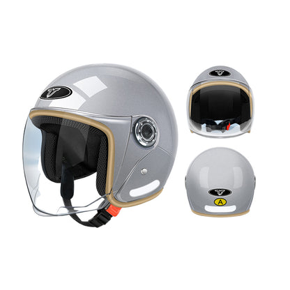 3C-Certified Electric Motorcycle Helmet for Men and Women Half-Face Helmet for Summer & All Seasons Battery Vehicle Safety Helmet, Warm for Autumn and Winter